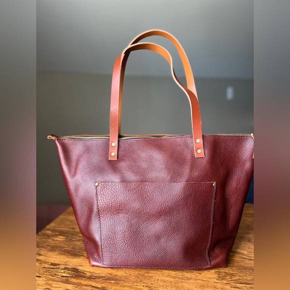 Portland Leather Tote Cinnamon Bear 🐻 BNNU Large Zip - Picture 1 of 8